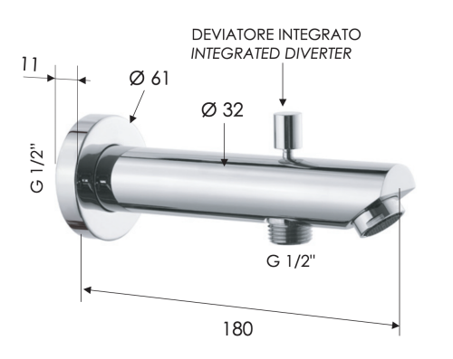 Излив Remer Minimal 91MD настенный хром - фото 2