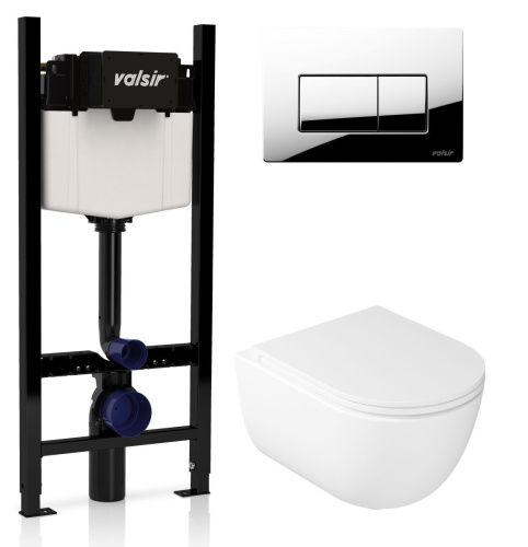 Комплект унитаз с инсталляцией и клавишей смыва Valsir KIT VSCR 7334NEMT Slim P1