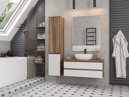 Шкаф-пенал Brevita Dakota DAK-050350-19/01Л 40х170 подвесной цвет белый/коричневый