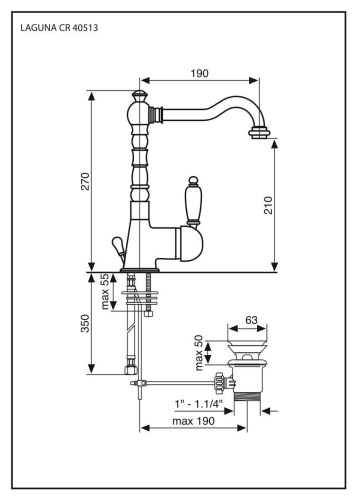 Смеситель Emmevi Laguna 40513/CO на столешницу хром - фото 2