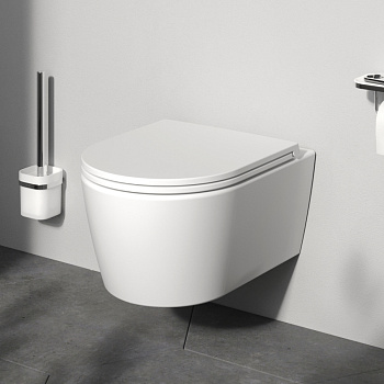 Унитаз подвесной Am.Pm Func C8F1700MWSC белый матовый с сиденьем микролифт безободковый каскадный смыв