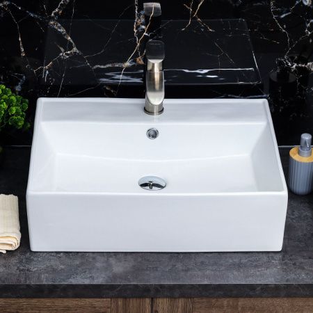 Раковина из сантехнического фарфора Melana 7295-805 60х50 накладная цвет белый 1 отверстие под смеситель