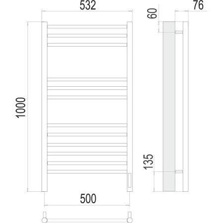 Полотенцесушитель электрический Terminus 4670078527226 55х100 хром