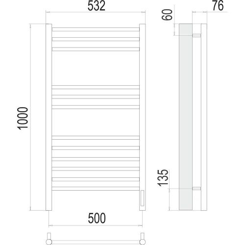 Полотенцесушитель Terminus 4670078527226 53х100 электрический хром - фото 3