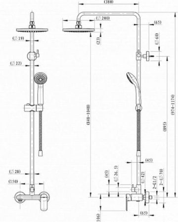 Душевая стойка Bravat F6125183CP-A5-RUS настенная цвет хром