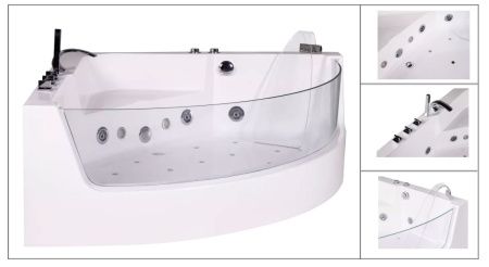 Ванна акриловая гидромассажная Cerutti SPA C-401A 150х150 угловая четверть круга с ножками