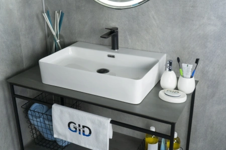 Раковина керамическая Gid Geométrico 51172 60х40 накладная цвет белый 1 отверстие под смеситель