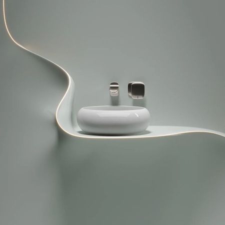 Раковина из сантехнического фарфора Ceramica Nova ELEMENT CN6050 40х40 накладная цвет белый без отверстий под смеситель