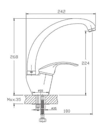 Смеситель для кухни Haiba HB21-5 HB4121-5 на мойку сатин