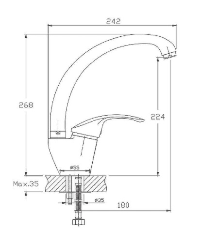 Cмеситель Haiba HB4121-5 на мойку сатин - фото 2