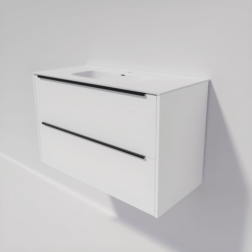 Тумба под раковину La Fenice Tesoro FNC-01-TES-PB-100-2 99х44х62 подвесная цвет белый матовый - фото 4