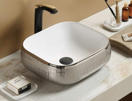 Раковина из санфаянса CeramaLux 78321 45х40 накладная цвет белый