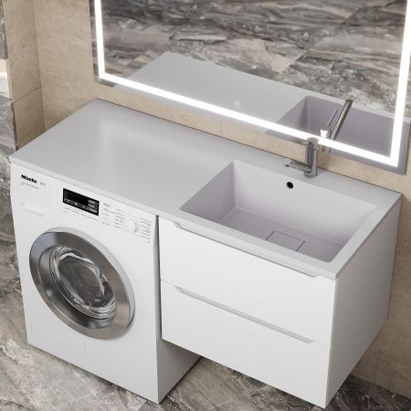 Раковина из искусственного камня Uperwood Cosmos Quartz RCosmos120RJ 120х50 над стиральной машиной цвет белый