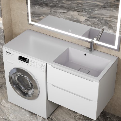 Раковина Uperwood Cosmos Quartz 120 см RCosmos120RJ над стиральной машиной цвет белый - фото 2