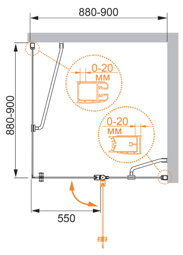 Душевой уголок Cezares ELENA ELENA-W-A-12-90-P-Cr-R 90х90 стекло рифленое профиль хром глянцевый без поддона - фото 3