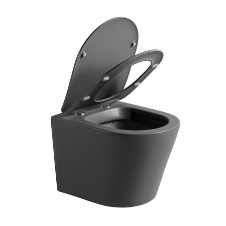 Унитаз подвесной Vincea Piatti VT1-11SMA черный с сиденьем микролифт безободковый душевой смыв