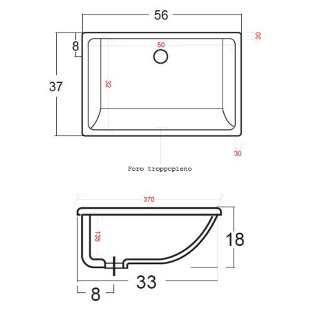 Раковина из сантехнического фарфора Galassia 2035 60х40 встраиваемая цвет белый
