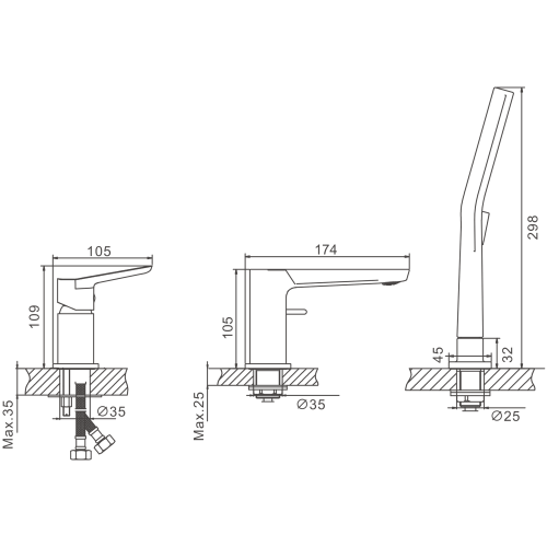 Смеситель Belz B715 B66715-7 на борт ванны черный - фото 2