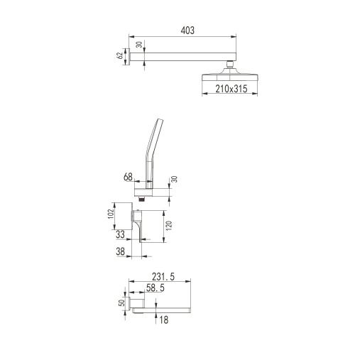Душевая система Rose R1035H встраиваемая в стену цвет черный - фото 3