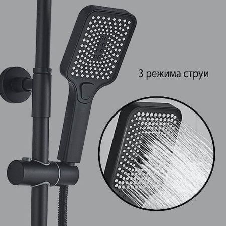 Душевая стойка ALMAes GaLaxy SDI-1801 настенная цвет черный с термостатом