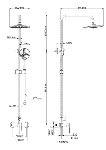 Душевая стойка Wonzon & Woghand WW-A30103-CR настенная цвет хром - фото 2