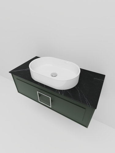 Тумба со столешницей La Fenice CUBO NFNC-01-CUB-G-100-3-GB 100х36х49 подвесная цвет серый/зелёный - фото 2