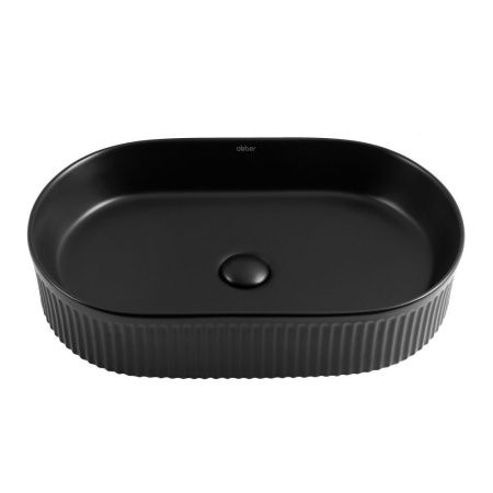 Раковина из сантехнического фаянса Abber BEQUEM AC2116MB 60х40 накладная цвет черный без отверстий под смеситель