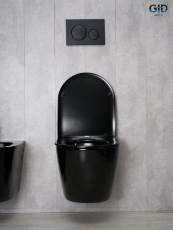 Унитаз подвесной Gid Convexo 62204Y черный глянцевый с сиденьем микролифт безободковый смыв торнадо