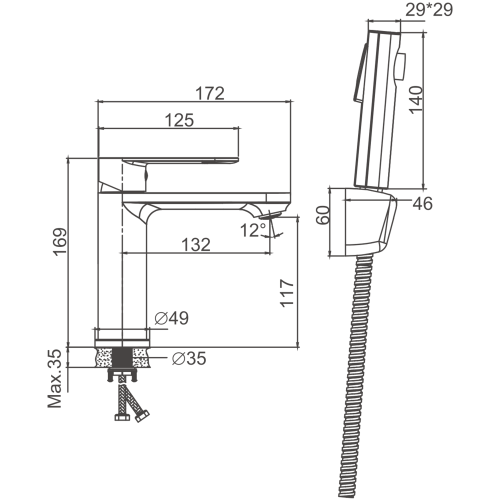 Смеситель Belz B713 B12713-3 на раковину оружейная сталь - фото 2
