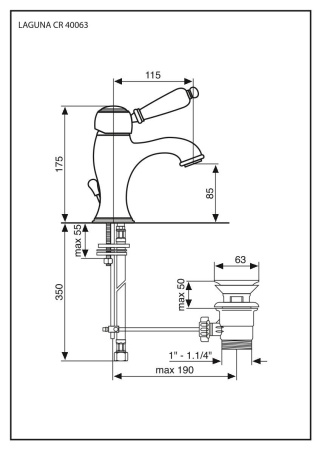 Смеситель Emmevi Laguna 40063/CR на раковину хром