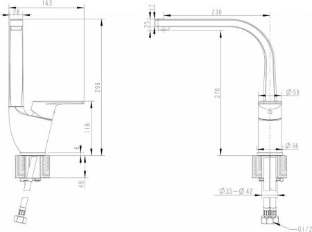Смеситель для кухни Bravat Line F75299C-2 на столешницу хром