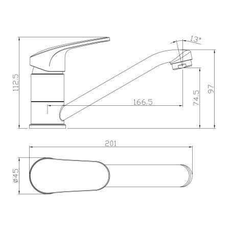 Смеситель для кухни Rossinka RS45 RS45-22 на мойку хром