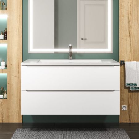 Раковина из искусственного камня Uperwood Infinity 45383433000 100х50 полувстраиваемая цвет белый