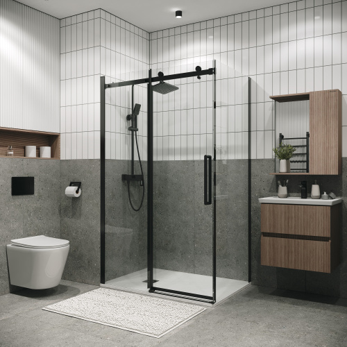 Душевой уголок Grossman Classic 120.K33.04.1370.21.00 130х70 стекло прозрачное профиль черный матовый - фото 2