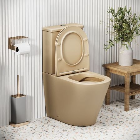 Унитаз напольный с бачком Grossman Color GR-4480BEMS бежевый с сиденьем безободковый каскадный смыв