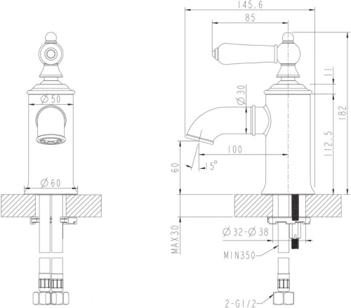 Смеситель Bravat Art F175109G на столешницу золото - фото 2