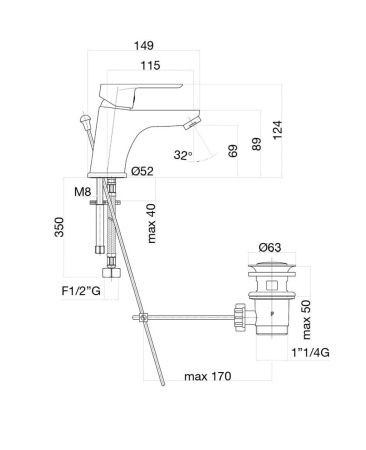 Смеситель Fiore 81BX8120 на раковину черный/хром