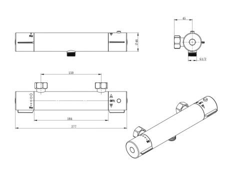 Смеситель для ванны AQG SIGMA 03SIG300CR настенный хром