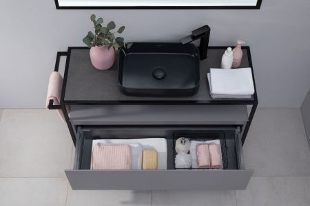 Раковина керамическая Allen Brau Fantasy 4.11021.31 50х40 накладная цвет черный без отверстий под смеситель