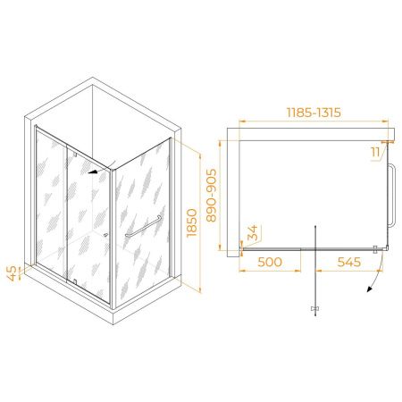 Душевой уголок RGW Passage 410844129-011 120х90 стекло прозрачное профиль хром без поддона