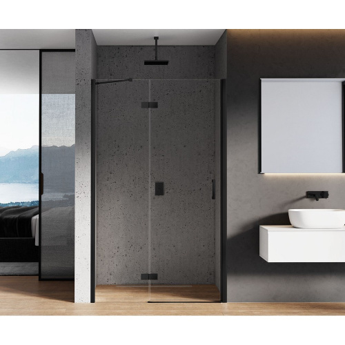 Душевая дверь New Trendy NEW RENOMA Black D-0197A 100х195 стекло прозрачное профиль черный - фото 2