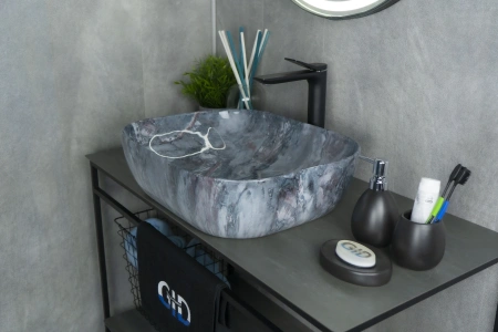 Раковина керамическая Gid Geométrico 54401 50х40 накладная цвет многоцветный без отверстий под смеситель