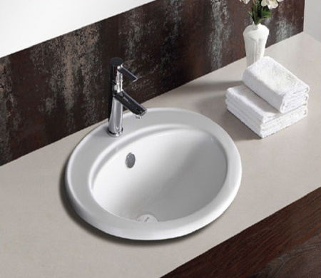 Раковина из санфаянса CeramaLux 9413 56х48 встраиваемая цвет белый 1 отверстие под смеситель