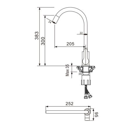Смеситель для кухни WesnaArt Eko EKO05-141 на мойку сатин