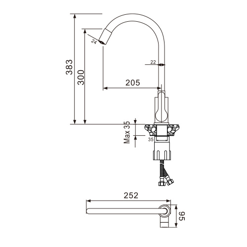 Смеситель для кухни WesnaArt Eko EKO05-140 на раковину/столешницу сатин - фото 2