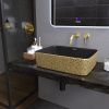 Раковина из сантехнического фаянса Grossman Color GR-3016GBL 50х40 накладная цвет черный/золото без отверстий под смеситель