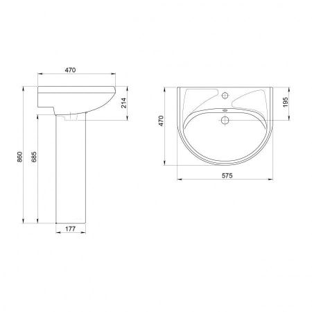 Раковина из сантехнического фарфора Santeri Вест 131118S0011B0 60х50 подвесная цвет белый 1 отверстие под смеситель