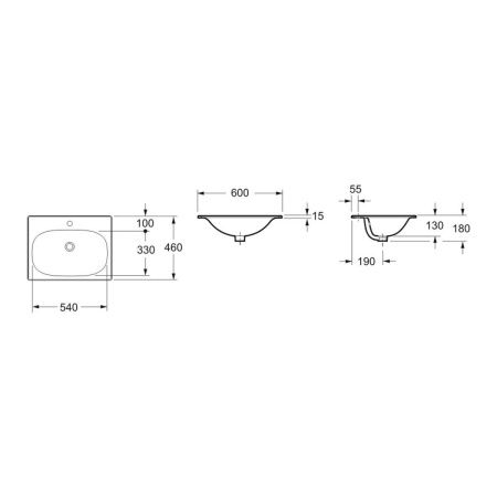 Раковина из сантехнического фарфора Lavinia Boho Bathroom Sink 33312010 60х50 встраиваемая цвет белый 1 отверстие под смеситель