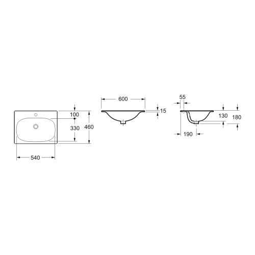Раковина из сантехнического фарфора Lavinia Boho Bathroom Sink 33312010 60х46 встраиваемая цвет белый глянцевый 1 отверстие под смеситель - фото 5