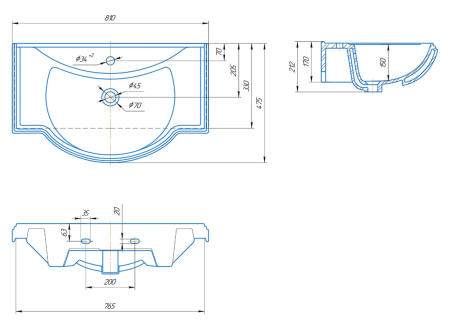 Раковина мебельная керамическая Kirovit Классик 80 4620008198941 80х50 накладная цвет белый